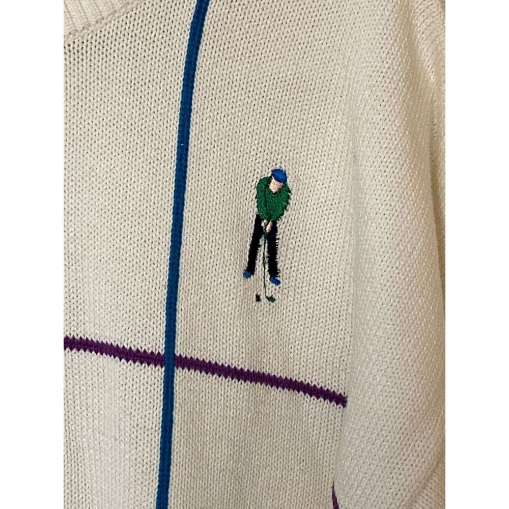 Kenneth Roberts 100% Cotton Golf Sweater Embroidered L EUC Vintage - Picture 3 of 5